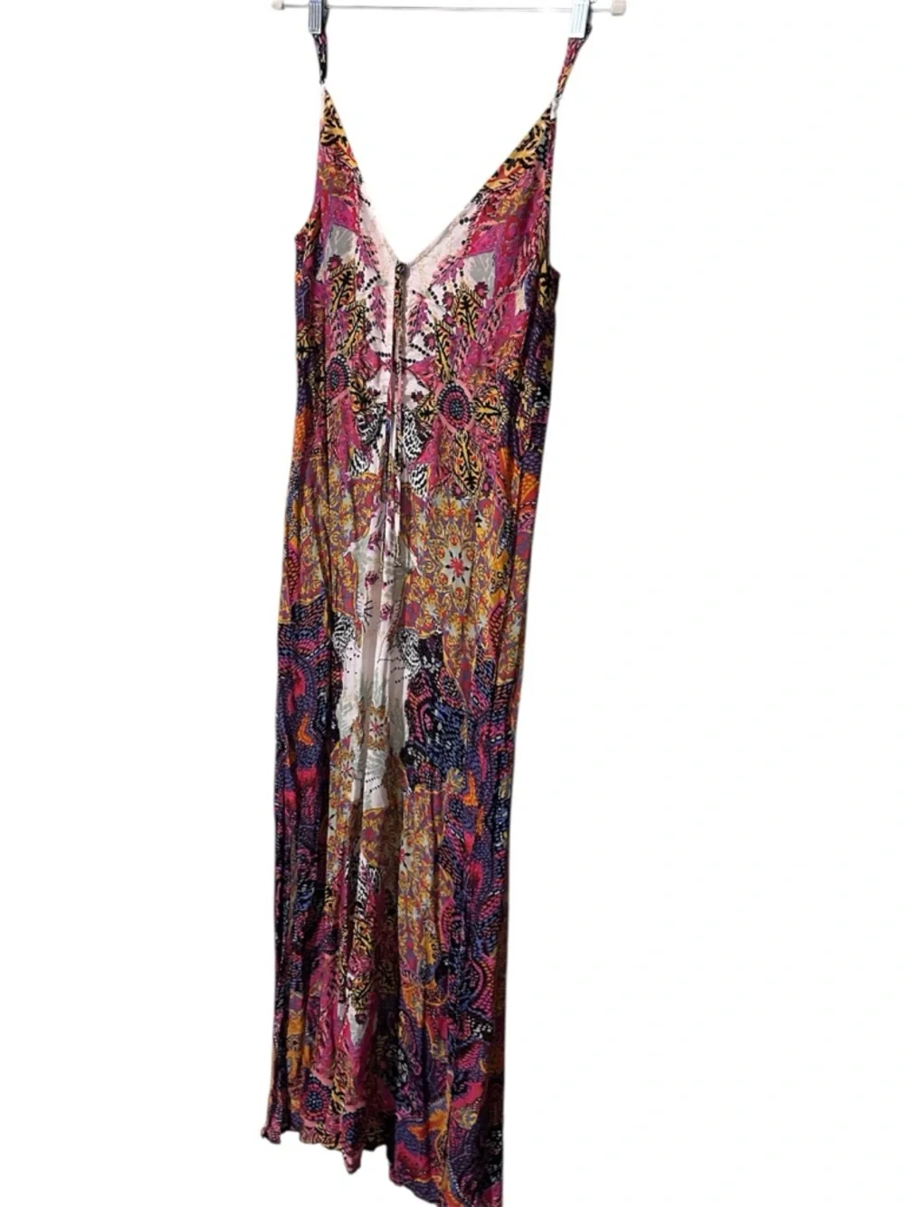 Free people Floral Pink Maxi Slip Dress with Side Slit - Picture 3 of 7